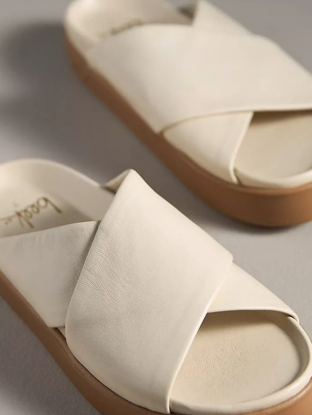 Beek Hen Leather Platform Slide Sandals- Eggshell